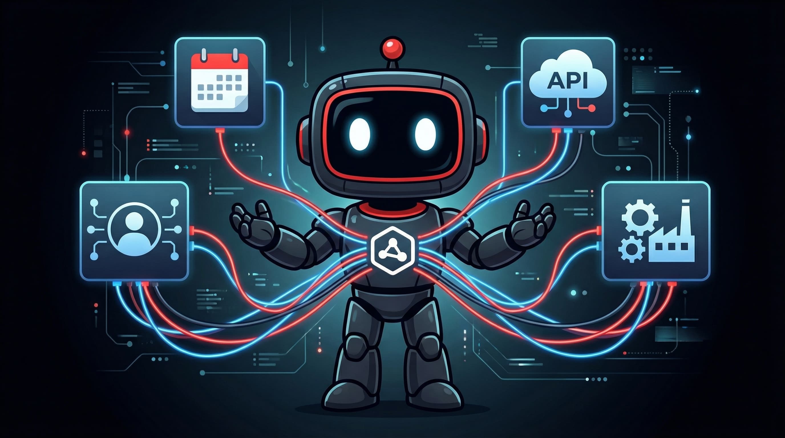 Nexi conectado a diferentes sistemas como CRM, ERP, calendarios y APIs