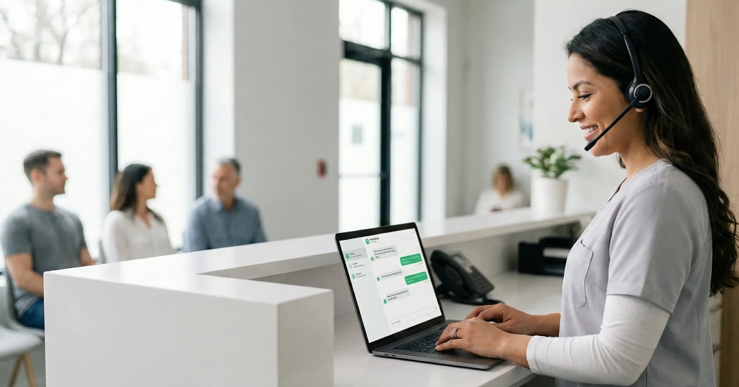 Recepción odontológica con agenda digital visible