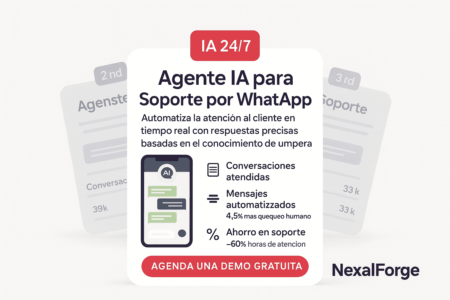 Vista del Agente IA atendiendo clientes por WhatsApp